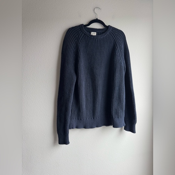 J Crew Knit for J Crew Cotton Navy Blue Heritage Sweater men’s Large - Picture 2 of 6